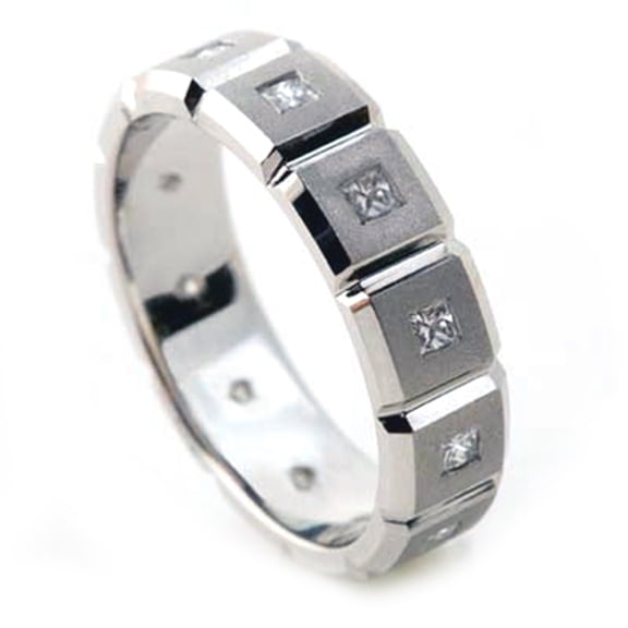 Pompeii Mens Platinum 1/2ct Princess Cut Brushed Wedding Ring (H/I,SI)