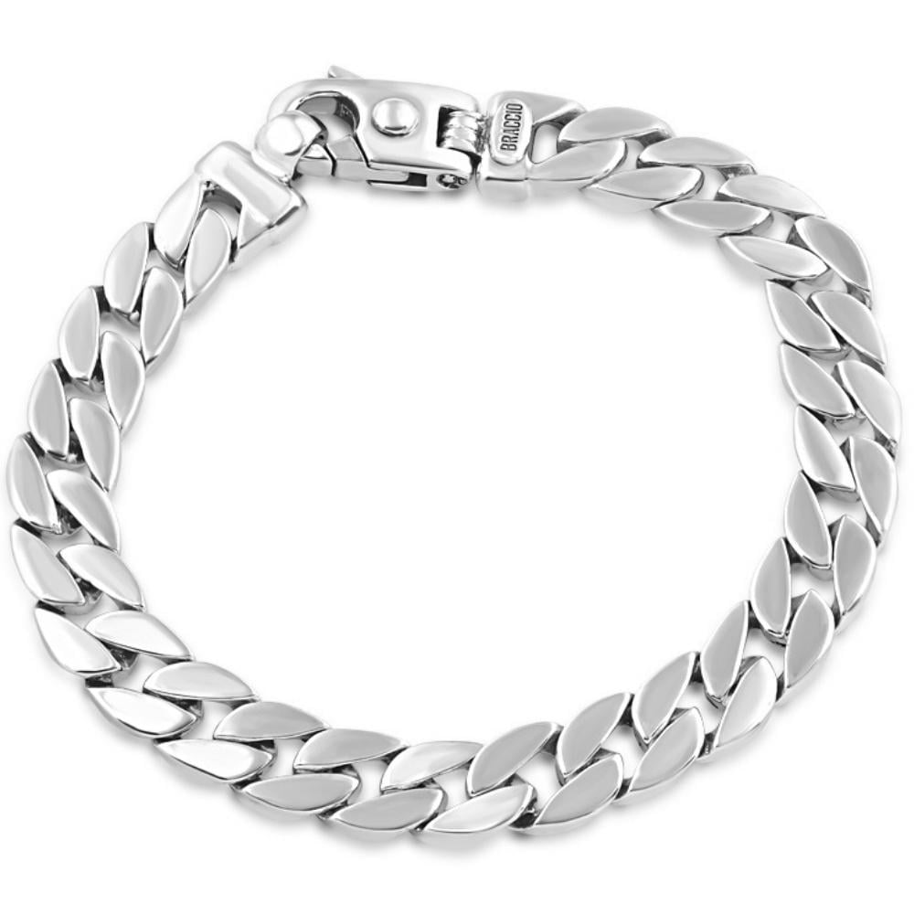 Ioka - 14K Yellow Solid Gold 6.9mm Cuban White Pave Chain Bracelet