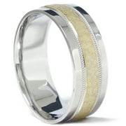 Pompeii3 Mens 950 Platinum & 18K Gold Hammered Wedding Band Ring