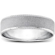 Pompeii3 Mens Hand Braided Flat Brushed Wedding Band 14K White Gold