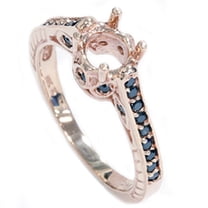 Pompeii Rose Gold 1/4ct Vintage Black Diamond Ring Setting 14K (Black,AAA)