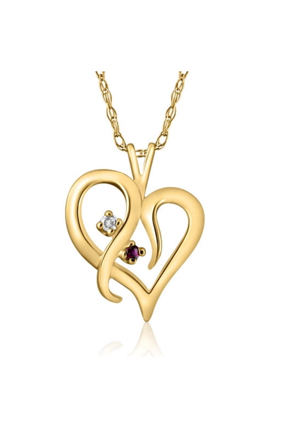 Pompeii Ruby & Diamond Heart Pendant 14K Yellow Gold (G-H,I2-I3)