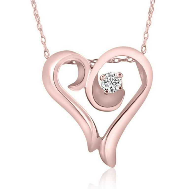 Pompeii3 Solid Rose Gold Fancy Heart Shape Solitaire Diamond Pendant  Necklace