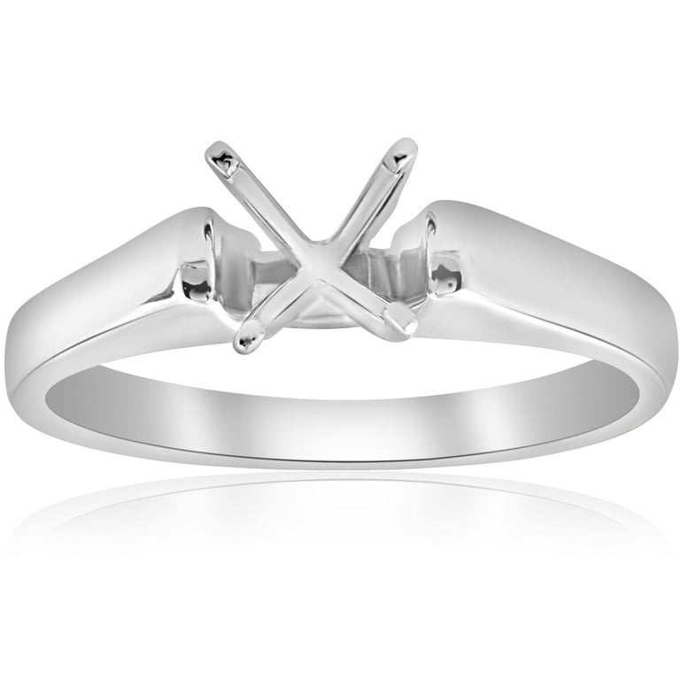 Pompeii3 Solitaire Semi Mount White Gold Ring Setting Cathedral
