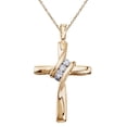 thumbnail image 1 of Pompeii Three Stone Diamond Cross Pendant 10K Yellow Gold (G/H,I2), 1 of 2