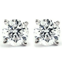 Pompeii3 Tiny 1/4Ct Round Diamond Small Stud Earrings in 14K White Gold Classic Setting