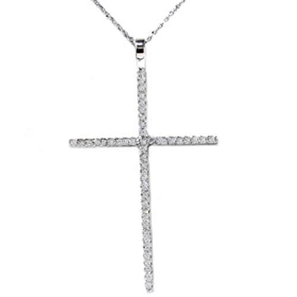 Pompeii White Gold 3/4ct Genuine Diamond Cross Pendant Necklace (H/I,I2)