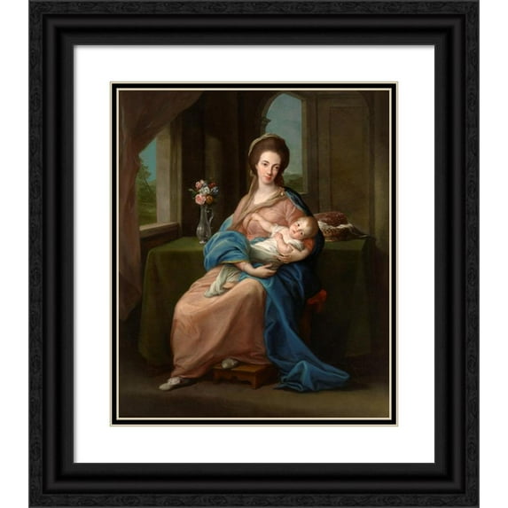 Pompeo Batoni 12x14 Black Ornate Wood Framed Double Matted Museum Art Print Titled: Mary Taylour, Viscountess of Headfort, Later Countess of Bective and Marchioness of Headfort (1782)