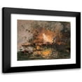 thumbnail image 1 of Pompeo Mariani 14x12 Black Modern Framed Museum Art Print Titled - Boat on Fire in a Harbour, 1 of 5