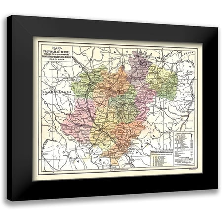 Pompido 14x12 Black Modern Framed Museum Art Print Titled - Teruel Province Spain - Pompido 1913