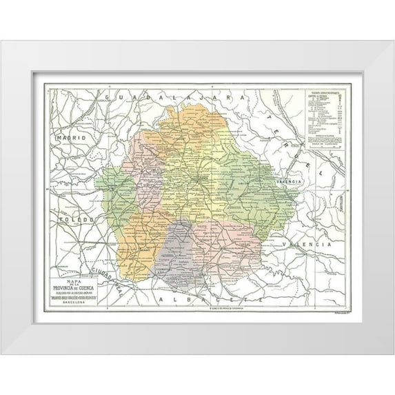 Pompido 24x19 White Modern Wood Framed Museum Art Print Titled - Cuenca Province Spain - Pompido 1913