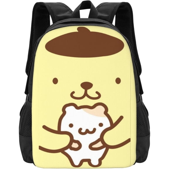 Pompom Purin Backpack Cartoon Yellow Puppy Backpack Lightweight Durable Backpack For Elementary Middle Daypack