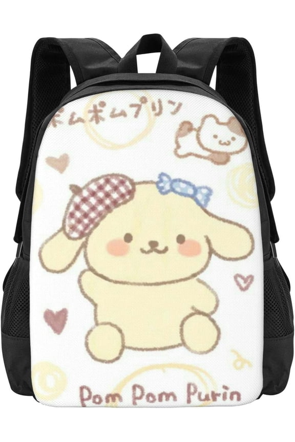 Backpack Pom Pom Purin Backpack Women Cartoon Pattern 3d Printed Bag Large Capacity Travel Backpack Daypack