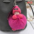 thumbnail image 1 of Pompom Sleeping Baby Keychain Cute Fluffy Plush Doll Keychains, 1 of 10