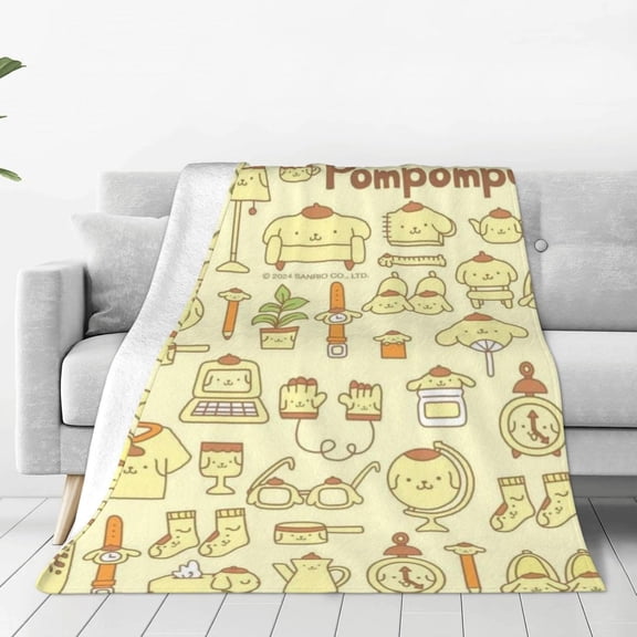 Pompom Style-77 Ultra-Soft Micro Warm Fuzzy Fleece Blanket Throw Gift Decoration For Home Car Camp Office 60"x50"
