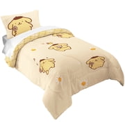Pompompurin 2 Piece Yellow Reversible Comforter and Pillowcase set, Twin/full, Sanrio
