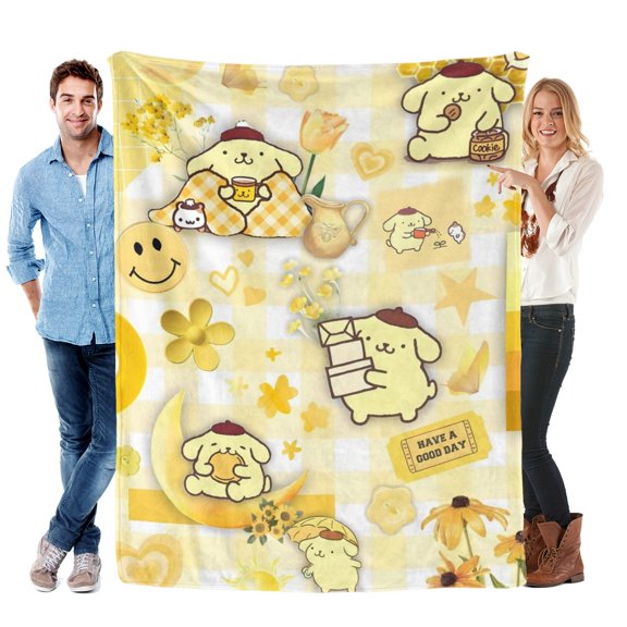 Pompompurin-Anti-Pilling Flannel Blanket Soft Lightweight Plush Fuzzy Cozy Luxury Blanket for Home and Kitchen Use  Perfect for Kids and Adults