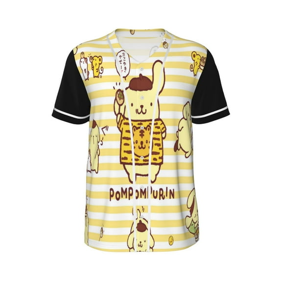 Pompompurin Baseball Jersey Shirts Spring Summer Men Button Shirt