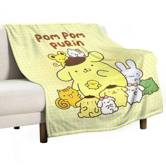 Pompompurin Blanket for Women Girls Flannel Blanket Cute Throw Blanket Fluffy Blanket Plush Blankets Soft Blanket for Travel Bed Sofa Couch Birthday Gifts for Kids Adult,Yellow 80X60