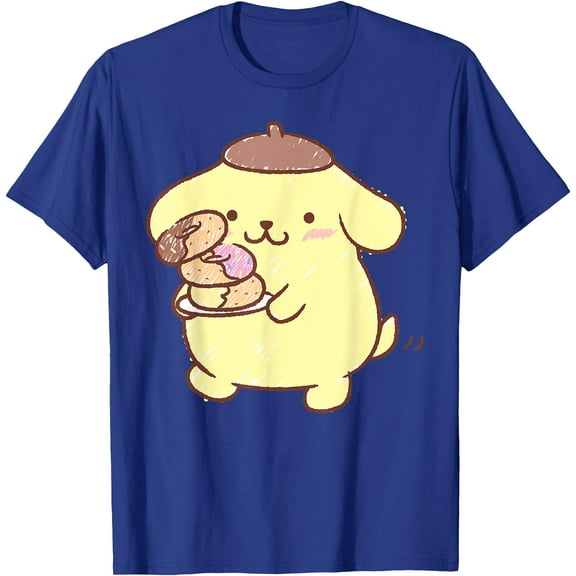 Pompompurin Donuts DTG Print Unisex T-Shirt,Royal Blue Color,Size 2XL