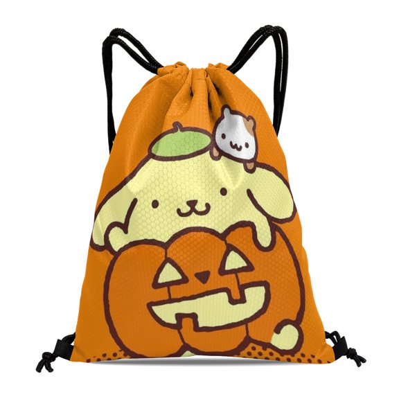 Pompompurin Drawstring Swimming Bag:Waterproof, suitable for fitness, yoga, hiking, travel, beach, and shopping, with dimensions of 15.7*17.7 inches.