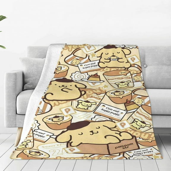 Pompompurin Fleece Blanket Super Soft Cozy Throw Blanket 40"X30", Lightweight Fuzzy Comfy Flannel Blanket Warm Plush Throw Blankets For Couch, Sofa, Bed