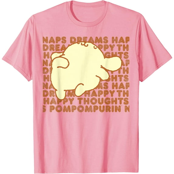 Pompompurin Happy Thoughts Nap Time DTG Print Unisex T-Shirt,Light Pink Color,Size M