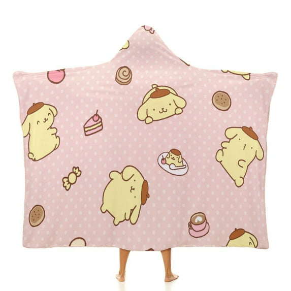 Pompompurin Hooded Blanket Poncho, Wearable Hooded Blanket Cozy Soft Warm Plush Fleece Blanket for Adult Women Men