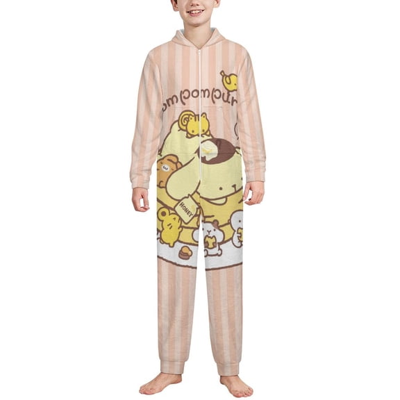 Pompompurin Hooded Union Suit Pajama Soft Comfy PJs Sleepwear