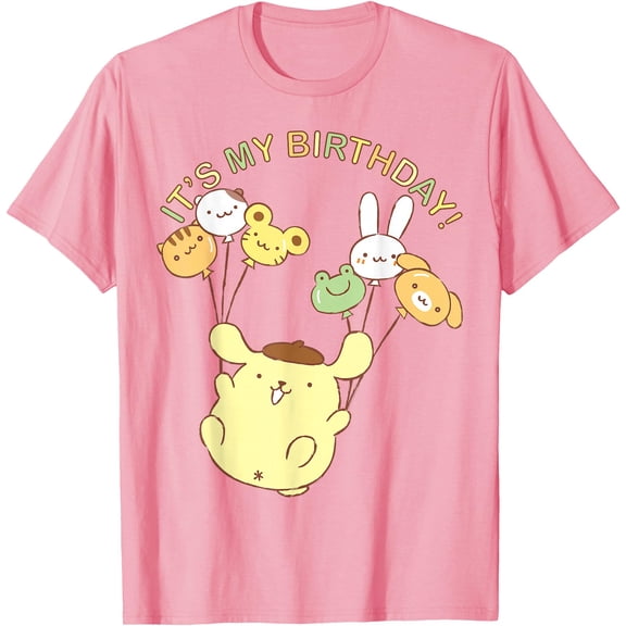 Pompompurin Its My Birthday DTG Print Unisex T-Shirt,Light Pink Color,Size 2T