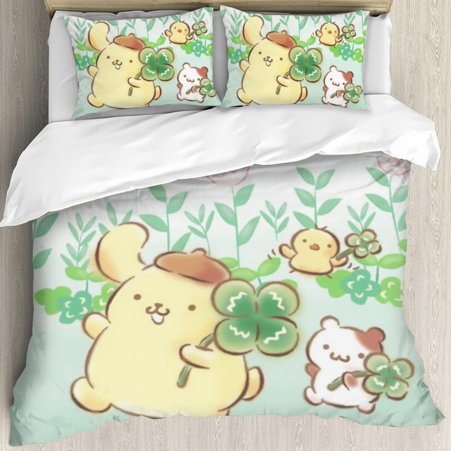 Kawaii Bedding Set Full Size, Anime Cartoon Dog Comforter Set Cover for