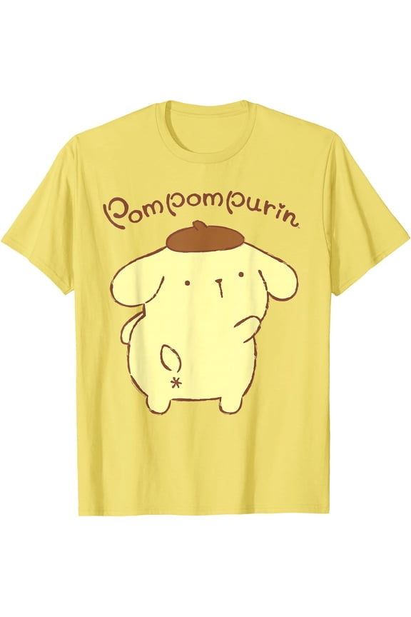 Pompompurin Logo Cute DTG Print Unisex T-Shirt,Cornsilk Color,Size XL