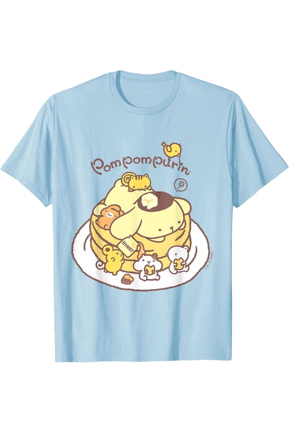 Pompompurin Pancake Friends DTG Print Unisex T-Shirt,Light Blue Color,Size 3T