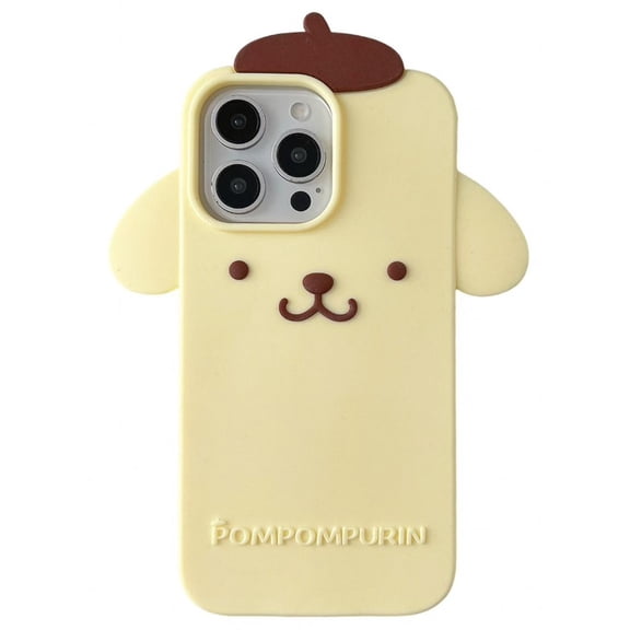 Pompompurin Silicone Phone Case for iPhone 13 14 15 16 17 Pro Max 16 Plus, Cute 3D Cartoon Shockproof Protective Cover, Soft Anti-Scratch Case for Girls Women