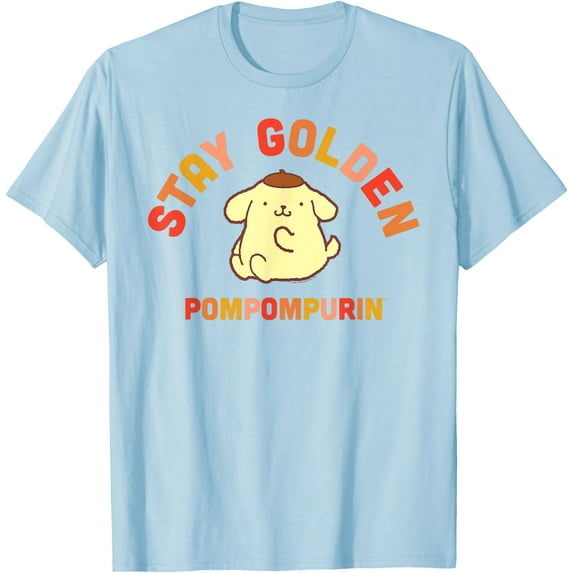 Pompompurin Stay Golden DTG Print Unisex T-Shirt,Light Blue Color,Size 4T