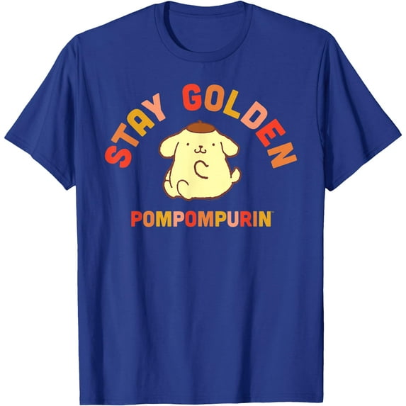 Pompompurin Stay Golden DTG Print Unisex T-Shirt,Royal Blue Color,Size L