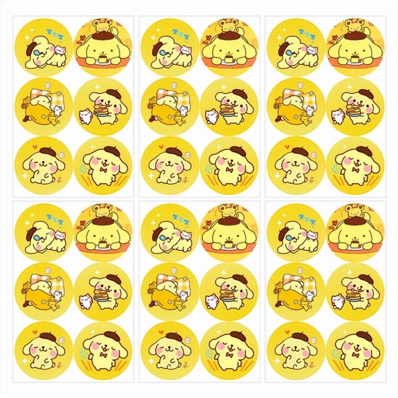 Pompompurin Stickers Party Favors Labels Birthday Thank You Themed Round Circle Baby Shower 60pcs