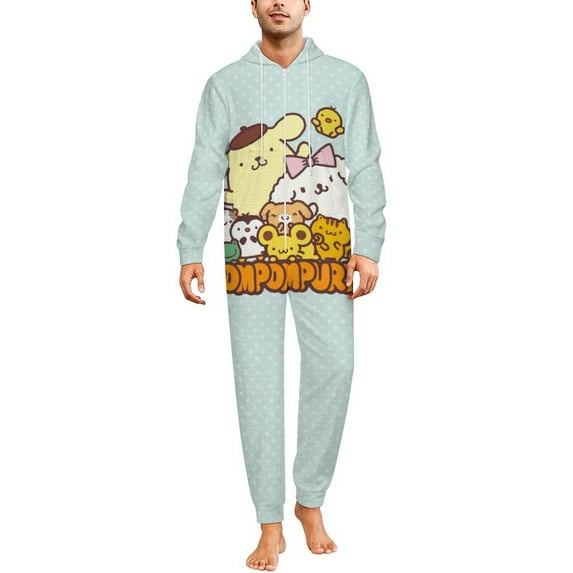 Pompompurin Unisex Onesie Pajamas Zipper Jumpsuit Hooded One Piece Sleepwear for Family Mens Womens