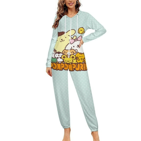 Pompompurin Unisex Onesie Pajamas Zipper Jumpsuit Hooded One Piece Sleepwear for Family Mens Womens