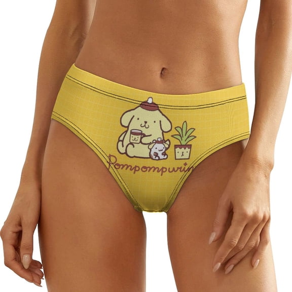 Pompompurin Women's Underwear Low Rise Full Coverage Briefs Breathable Underpants Ladies Regular Plus Size Panties