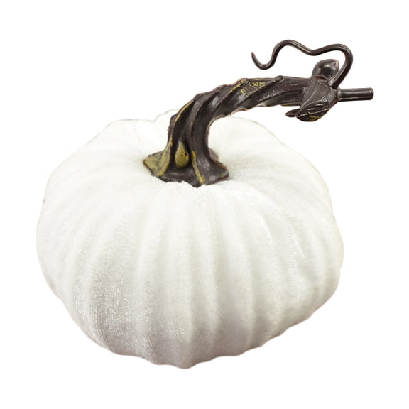 Pompotops 1 Pc Mini Fall Velvet Pumpkins Home Decor 7.9 Inch Super Soft Stuffed With Exquisite Craftsmanship for Fall Halloween Thanksgiving Decoration, White