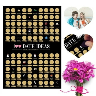 Cheer US 100 Dates Scratch Off Poster - Bucket List - Couples Games Date Night Ideas - Wedding Gifts for Couple Games for Couples Gifts - Valentines