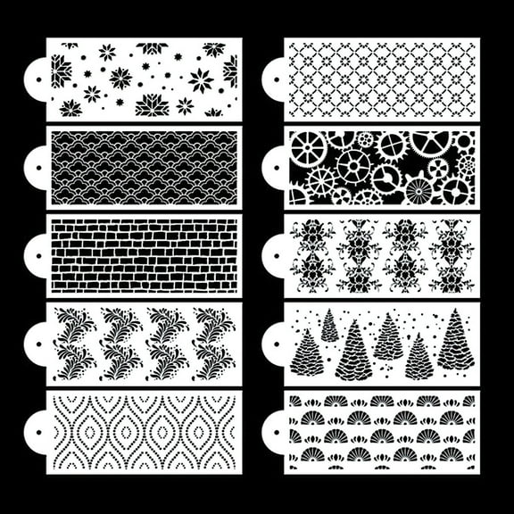 Pompotops 10PCS Cake Lace Decoration Stencil Spray Pattern Tools DIY Mould Flower Wall Paper