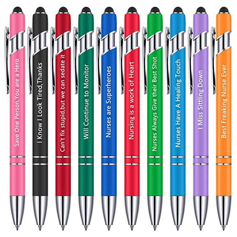 Pompotops 10pcs Inspirational Quotes Ballpoint Stress Relief Funny