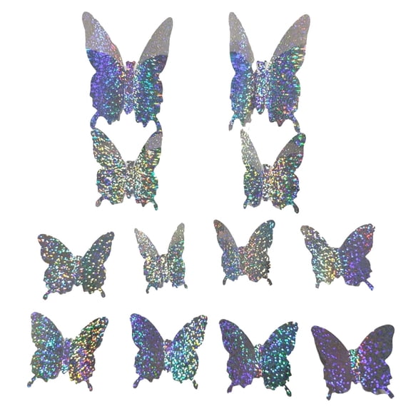 Pompotops 12pcs 3D Three-dimensional Flashing Butterfly Wall Stickers Festive Decorations Living Room Decorative Wall Stickers