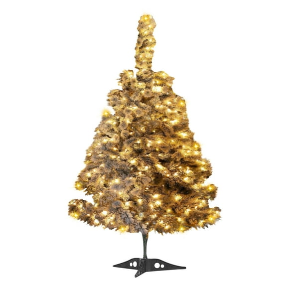 Pompotops 17.7 Inches Artificial Christmas Tree Illuminated Snowflake Flocked, Equipped With Advanced Hinges, Artificial Christmas Trees, Metal Bracket, And Branch Tips For Easy Christmas Decoration