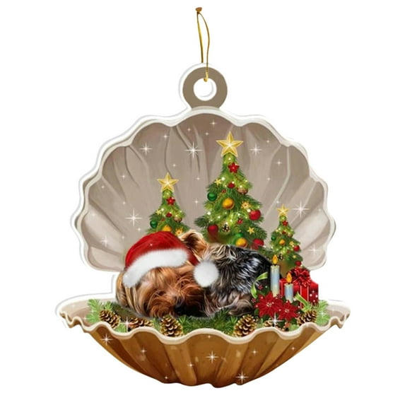 Pompotops 1PC Christmas Stickers/Xmas 3.15'' Dog Cat Christmas Tree Pattern Tree Hanging Pendants Decorative Exquisite Home Farmhouses Party Decor