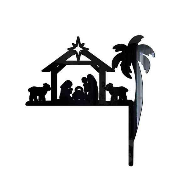 Pompotops 2023 New Personalized Christmas Nativity Scenes Wall Stickers, Acrylic Mirror Sticker Home Decoration Wall Decal, Xmas Home Decor