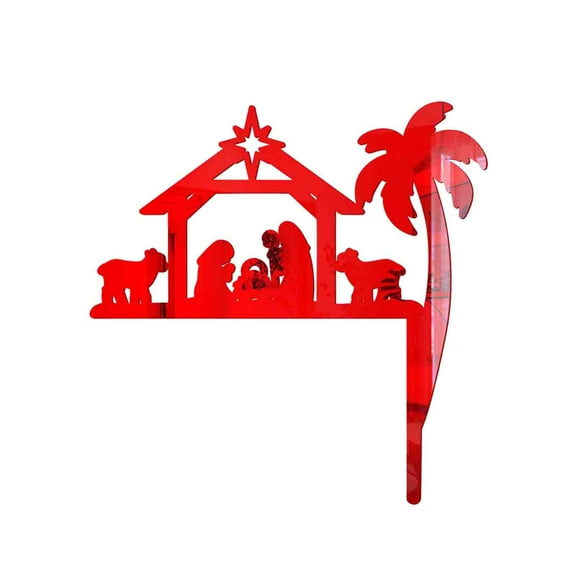Pompotops 2023 New Personalized Christmas Nativity Scenes Wall Stickers, Acrylic Mirror Sticker Home Decoration Wall Decal, Xmas Home Decor