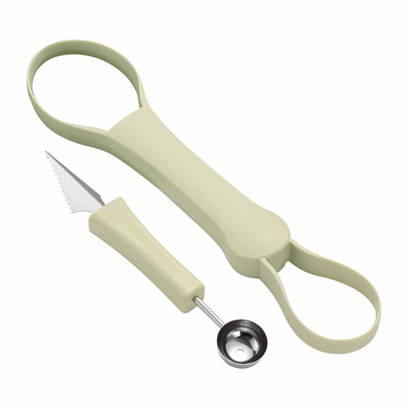 Pompotops 2023 Three-in-one Multifunctional Fruit Ball Digging Device, Stainless Steel Watermelon Carved Flower Ball Digging Device, Dig Flesh Separator Fruit Slicer (Green)